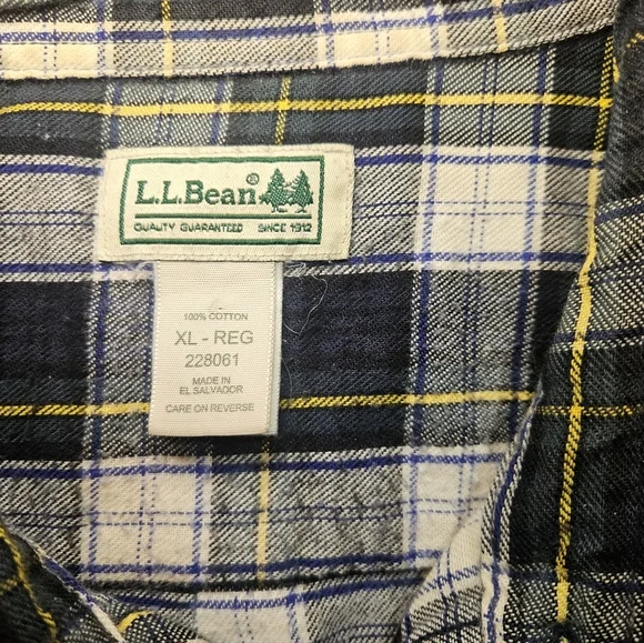 L.L. Bean XL Large Scotch Plaid Flannel Mens Shirt 228061 - Picture 5 of 10